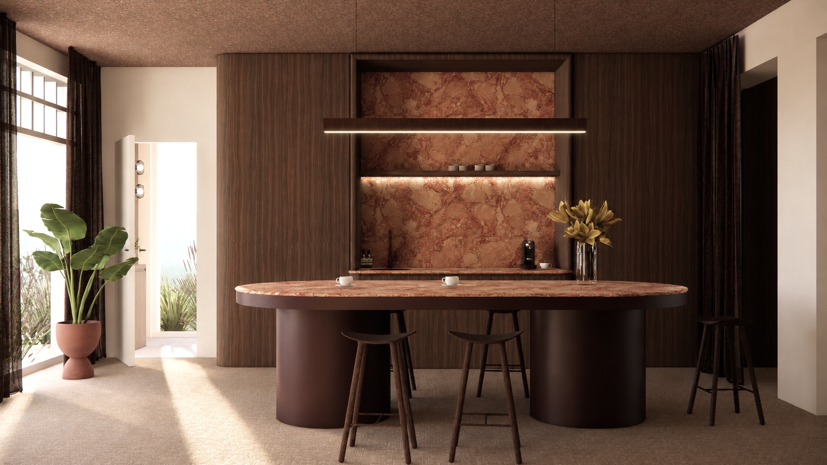 A workplace that feels like home. 🤎
Voor @redsimmobilien Schilde ontwierpen we een warm en huiselijk kantoor, waar natuurlijke materialen, diepe tinten en zachte vormen zorgen voor een uitnodigende sfeer.
De Reds bedrijfsvisie werd vertaald in een interieur dat karakter, comfort en professionaliteit samenbrengt.
#interiordesign #officedesign #interiorarchitecture #schilde #warminteriors